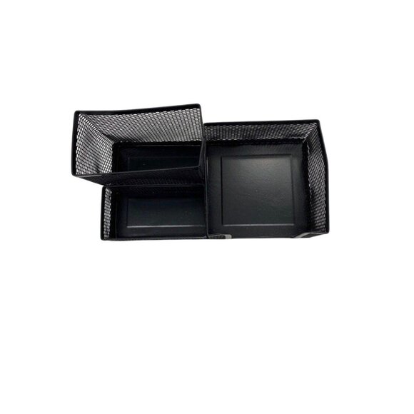 Metallic Mesh Desk Paper Box Organizer Tri-Basket Holder‎ Black - Picture 9 of 9